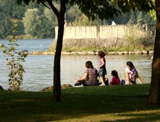 Walk within the leisure center. 